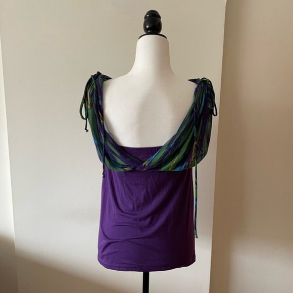 Vintage Purple effect top with tie shoulders detail Charlotte Russe - Picture 6 of 8